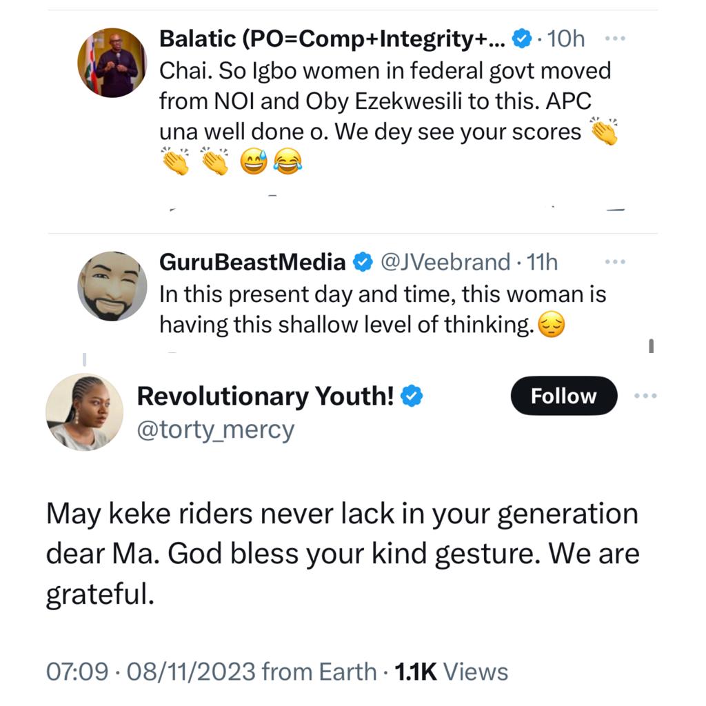 Nigerians react as Minister for Women Affairs rolls out tricycles and sewing machines for women empowerment programme